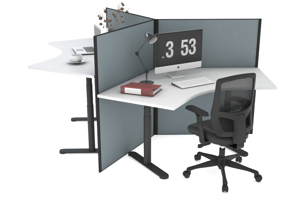 Flexi Premium Adjustable Height 3-Person Sit Stand Desk - 120° Ergonomic Workstation for Home & Office Productivity