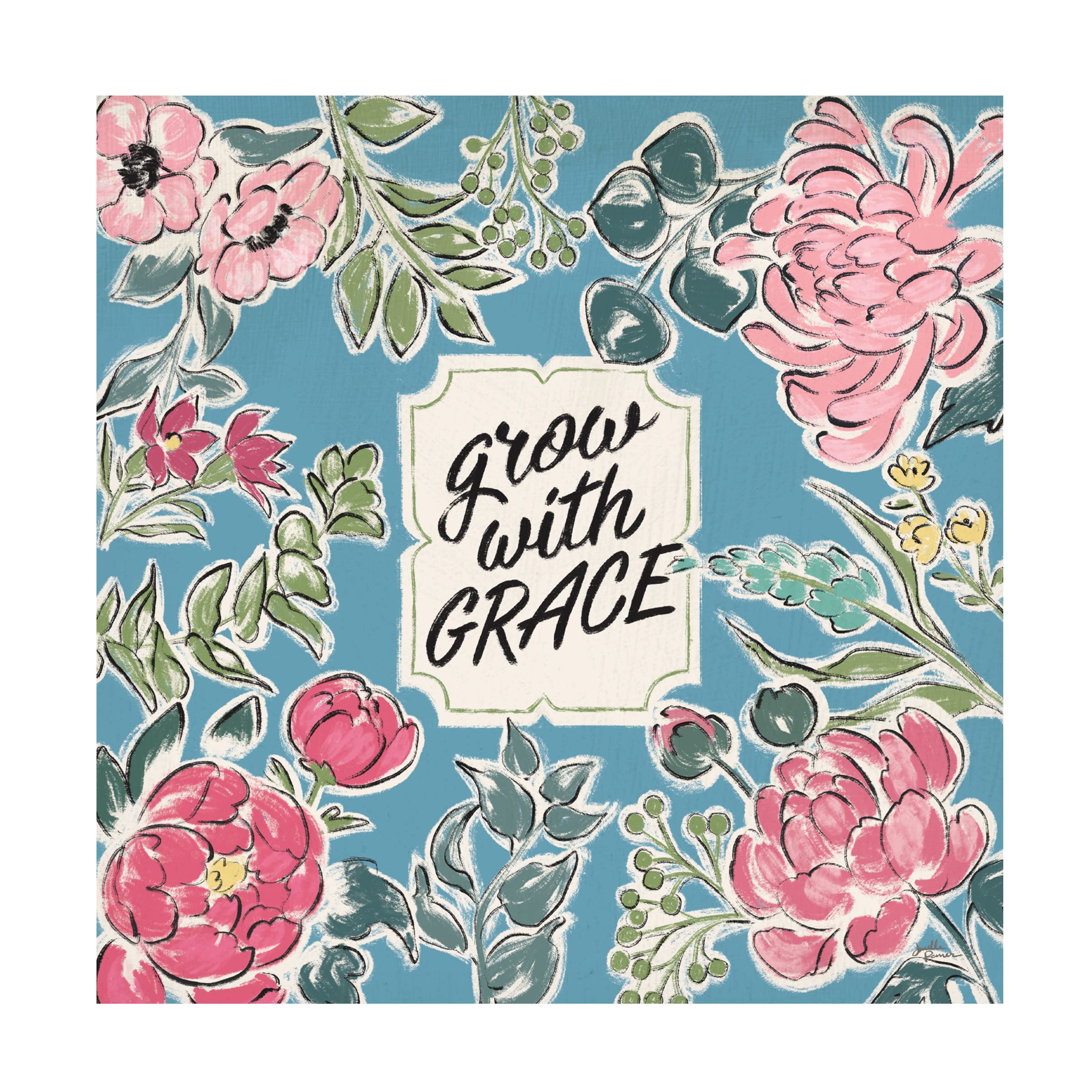 Janelle Penner 'Live in Bloom IV Blue' Canvas Wall Art - Modern Floral Painting for Living Room, Bedroom & Office Decor | Trademark Fine Art Collection