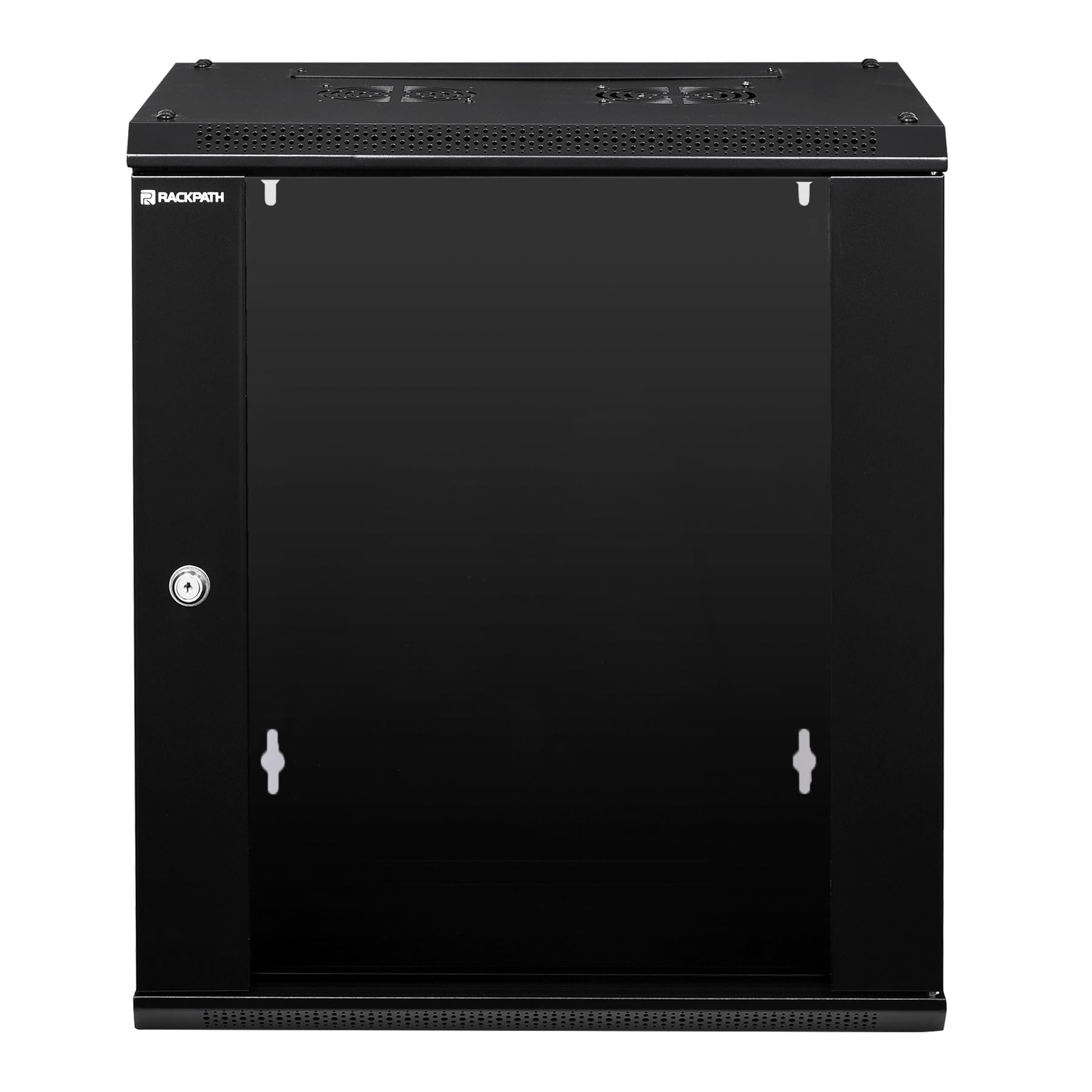12U Wall Mount Server Cabinet - Heavy Duty Network Rack Enclosure with Quiet Cooling Fans & Locking Tempered Glass Door (Black) - Ideal for Data Centers, Server Rooms, and Home Office Network Setup