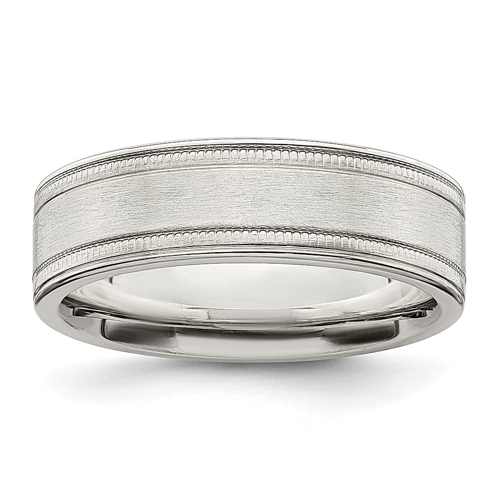 925 Sterling Silver 6mm Brushed Flat Milgrain Grooved Edge Wedding Band Ring - Size 11 - Classic Fine Jewelry for Women - Elegant Gift for Her - Perfect for Anniversaries, Engagements & Special Occasions