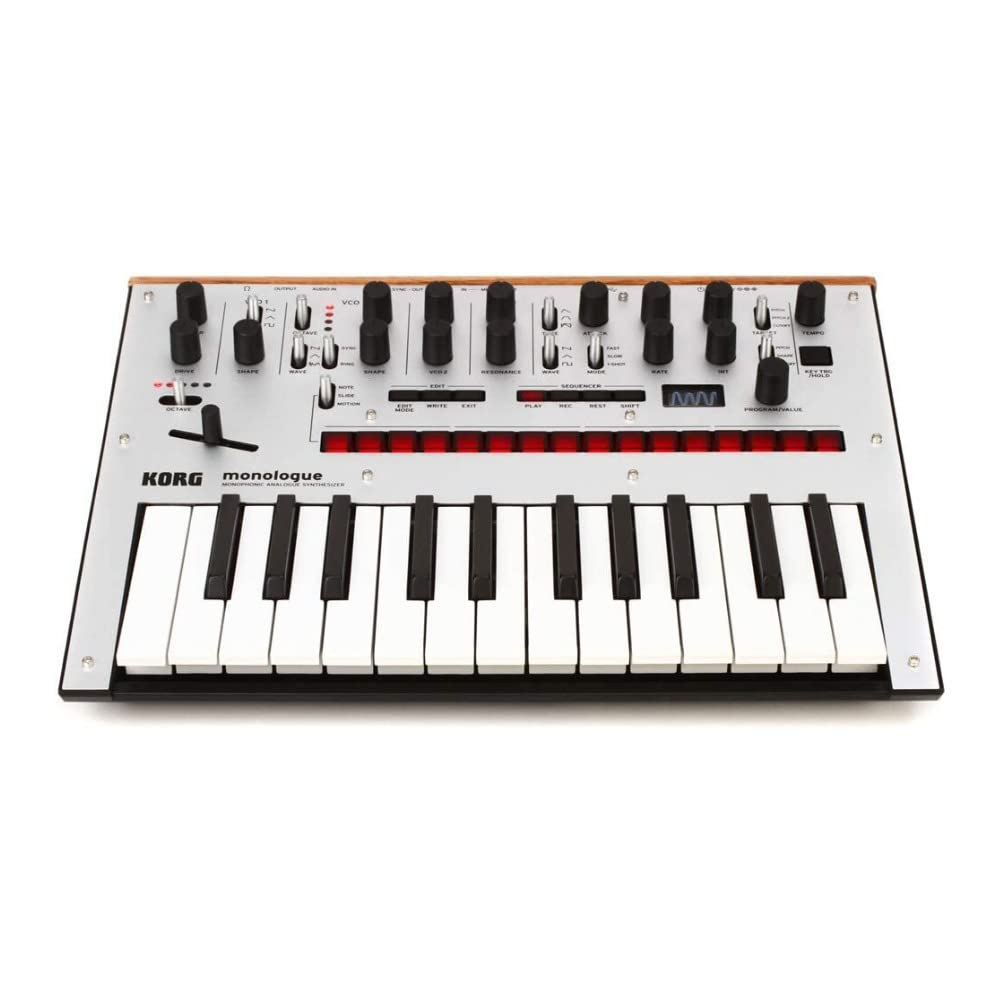 Korg Monologue Monophonic Analog Synthesizer with 16-Step Sequencer & OLED Oscilloscope - Silver | Professional Music Production & Live Performance Synth