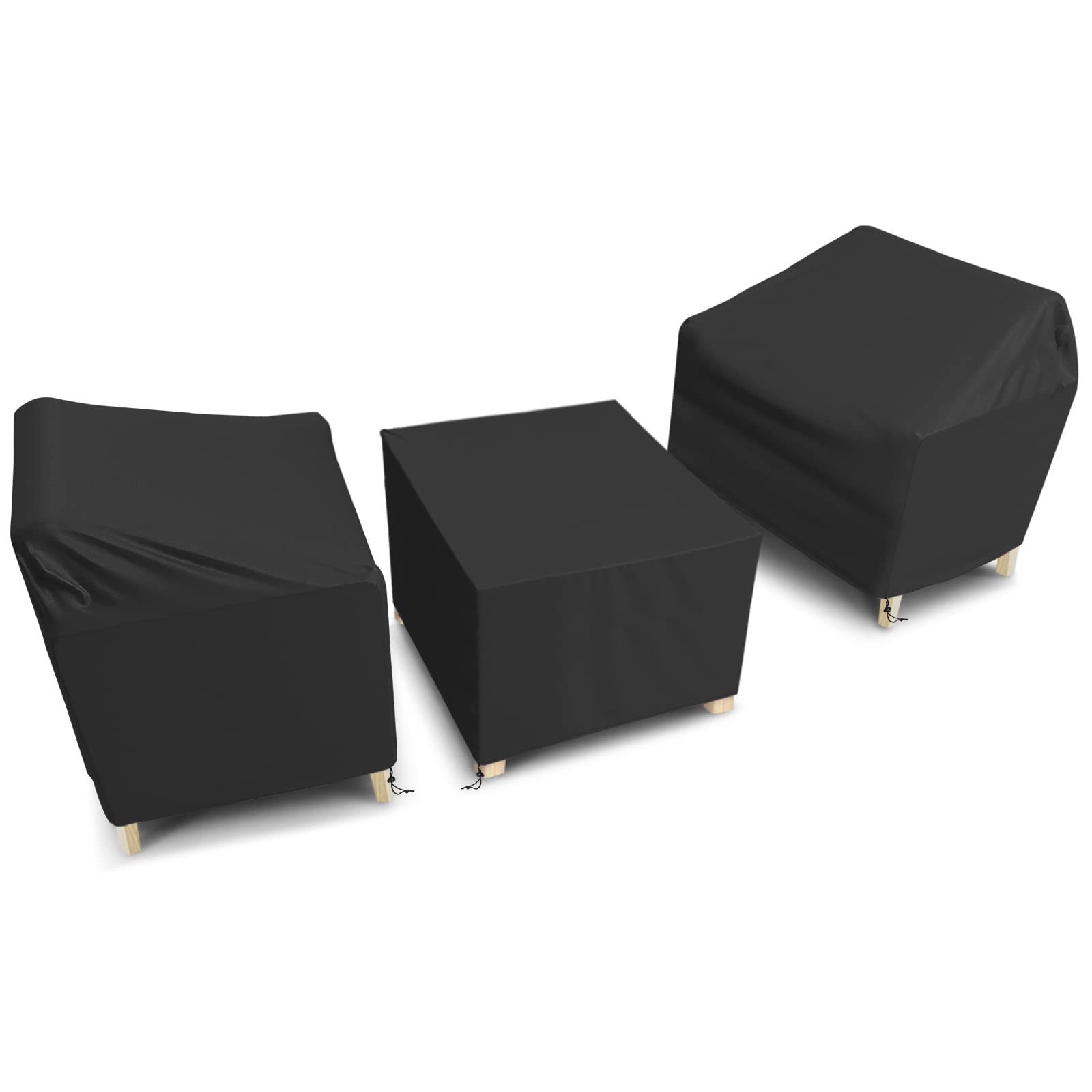 3-Piece Waterproof Windproof Outdoor Patio Furniture Covers - Heavy Duty Garden Lawn Veranda Set Covers for Sofa, Chair & Table - Perfect for Backyard, Deck & Poolside Protection