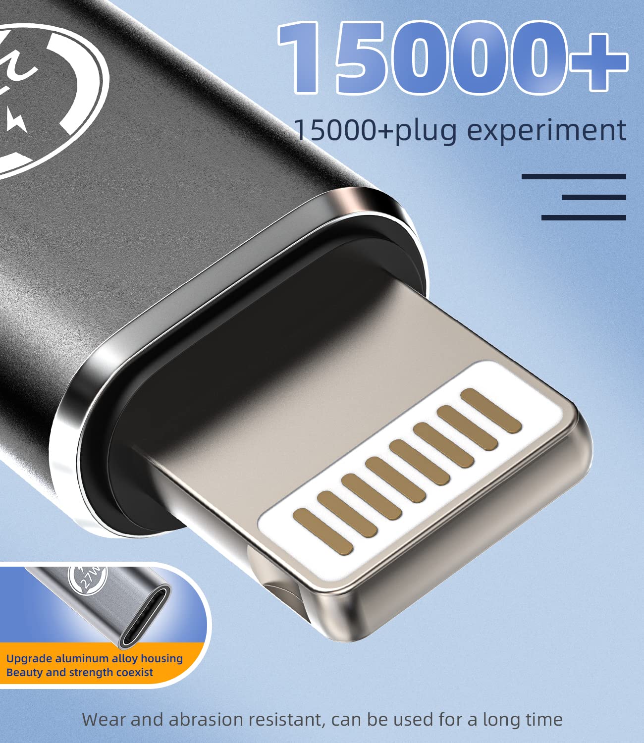 27W Fast Charger Adapter (3-Pack) - USB C to Lightning Converter with Type-C Port - Compatible with iPhone 11/12/13/14 Pro Max/Mini/XS/SE/7/8/X/XR & iPad Air - Fast Charging & Data Sync Cable for Home, Office & Travel