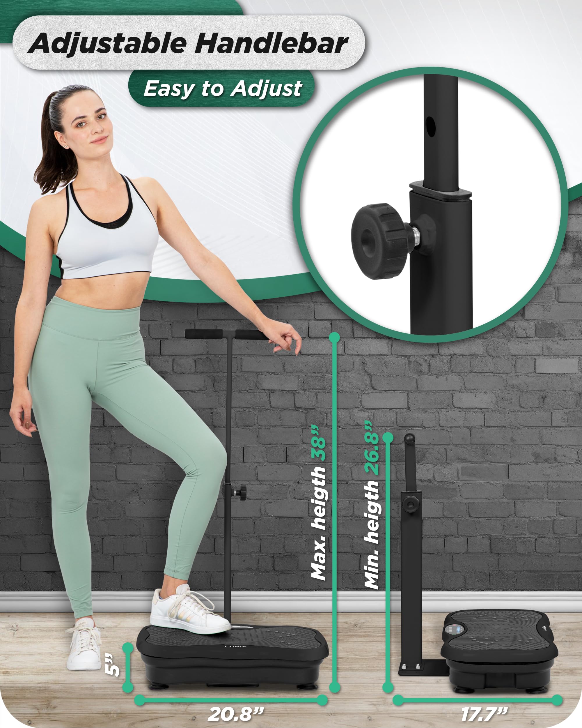 Lunix LX18 Whole Body Vibration Plate with Handles & Magnetic Therapy - Power Plate Exercise Machine for Lymphatic Drainage, Home Workout & Fitness - Includes Phone Holder & Remote (Ideal for Home Gym, Physical Therapy & Weight Loss)