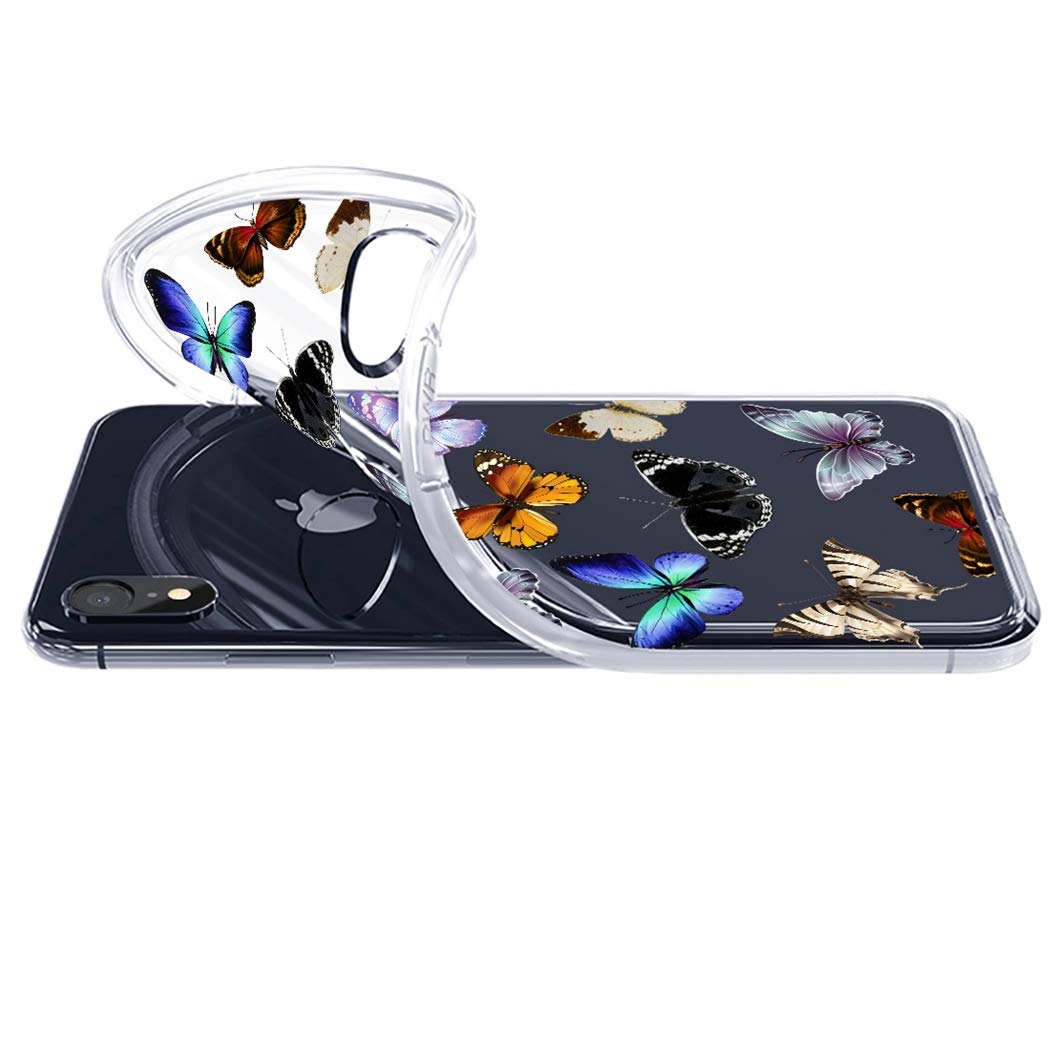 **iPhone XR Case 6.1 Inch - Soft Clear TPU Shockproof Protective Phone Cover for Women & Girls, Colorful Butterfly Design - Perfect for Everyday Use, Travel & Gift Giving**