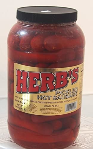 Spicy Pickled Sausage - 1 Gallon Jar (39 Count) | Beef & Chicken Sausages | No Pork | Great for BBQs, Camping & Game Day Snacks - Set of 3