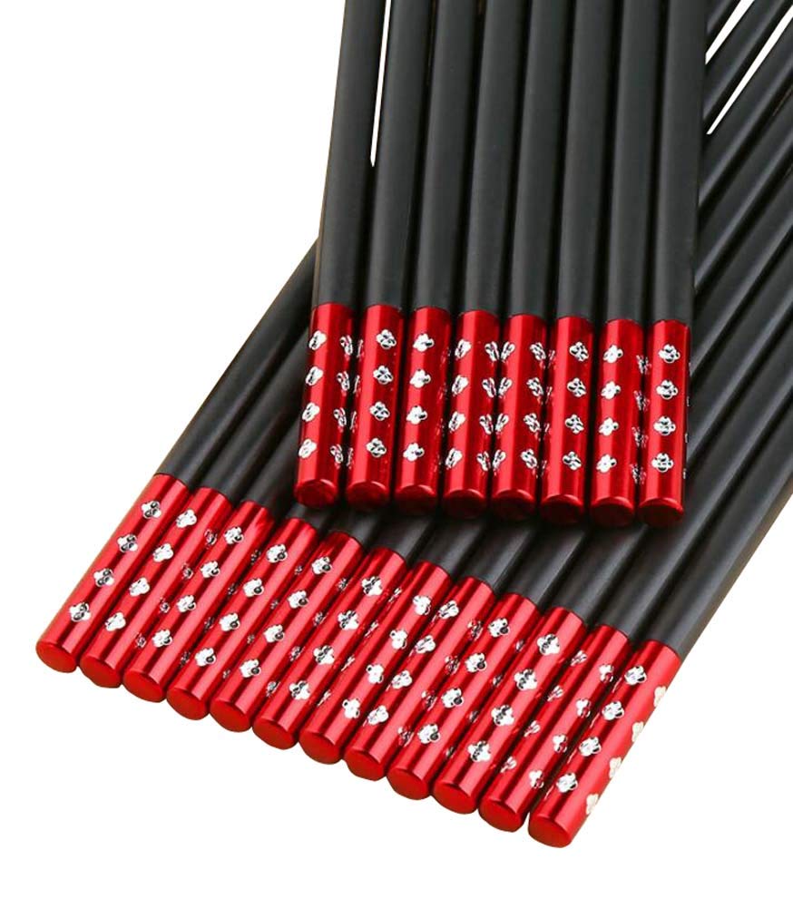 Premium 10-Pair Reusable Alloy Chopsticks Set for Home & Restaurant - Durable, Elegant Dining Utensils for Asian Cuisine, Sushi, Ramen & Family Gatherings