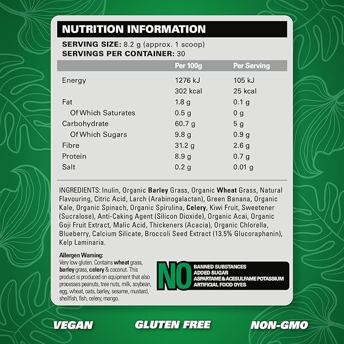 EHP OxyGreens Daily Super Greens Powder - Organic Superfood Blend with Spirulina, Wheatgrass & Probiotics for Detox & Energy Boost | Perfect for Smoothies, Juices & Healthy Lifestyle