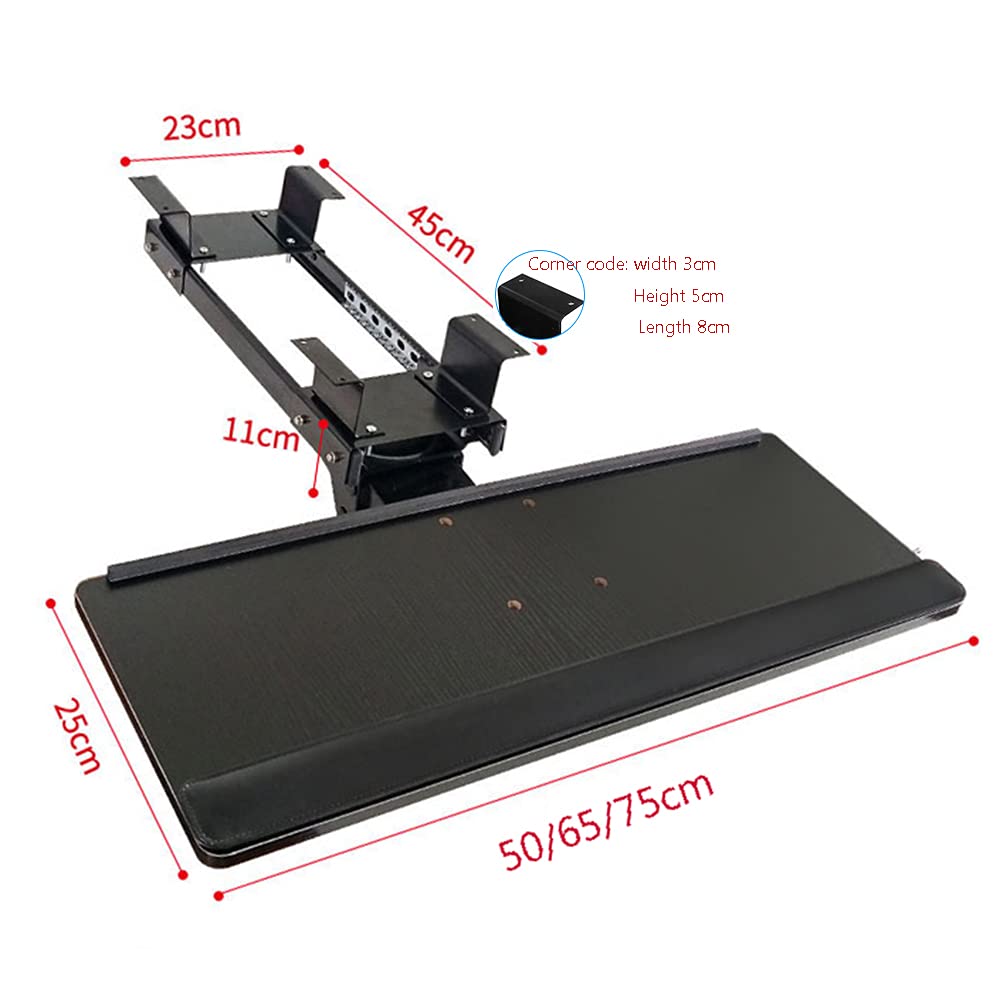 LKP Under Desk Sliding Keyboard Tray 25.6×10 Inch - Adjustable Tilt Ergonomic Keyboard Holder with Mouse Platform & Wrist Rest - Perfect for Office Work, Gaming, and Comfortable Typing at Home