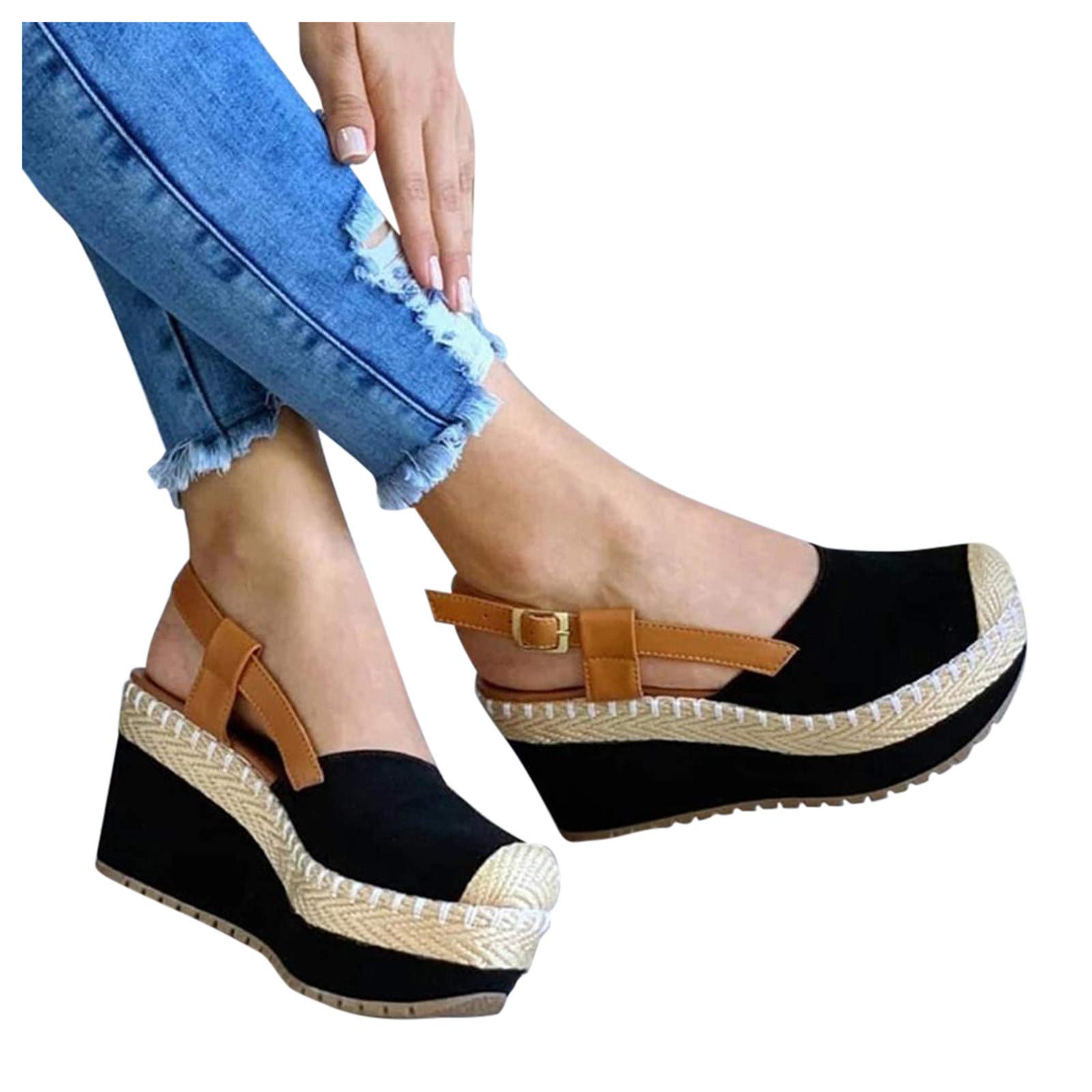 Gloneld Women's Hollow Wedge Heel Flip Flop Sandals - Comfortable Casual Beach Slippers for Summer, Poolside, Vacation & Outdoor Wear