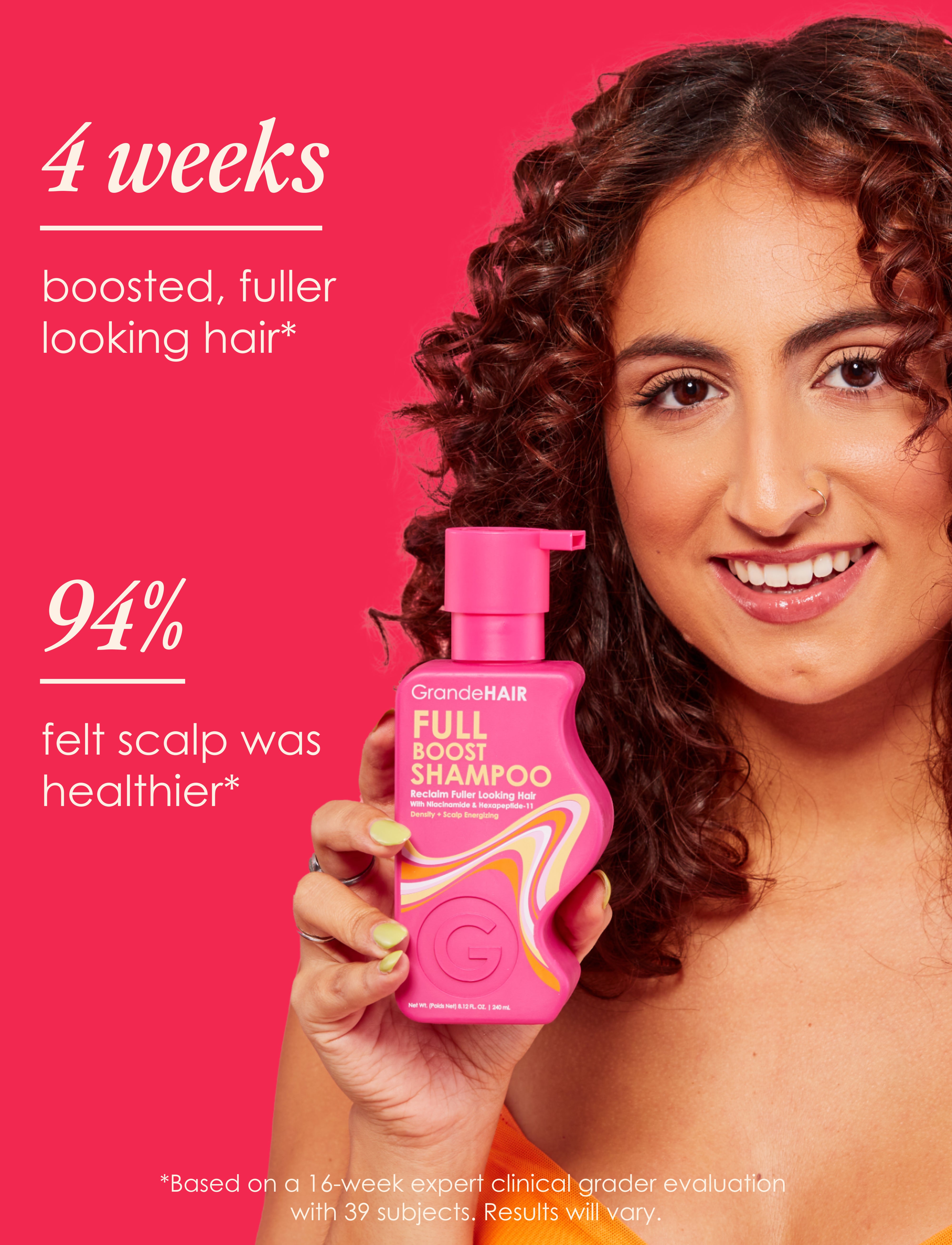 GrandeHair Full Boost Shampoo for Hair Growth & Volume - Sulfate-Free, Biotin-Infused Formula for Thicker, Healthier Hair - Perfect for Daily Use & Damaged Hair Repair