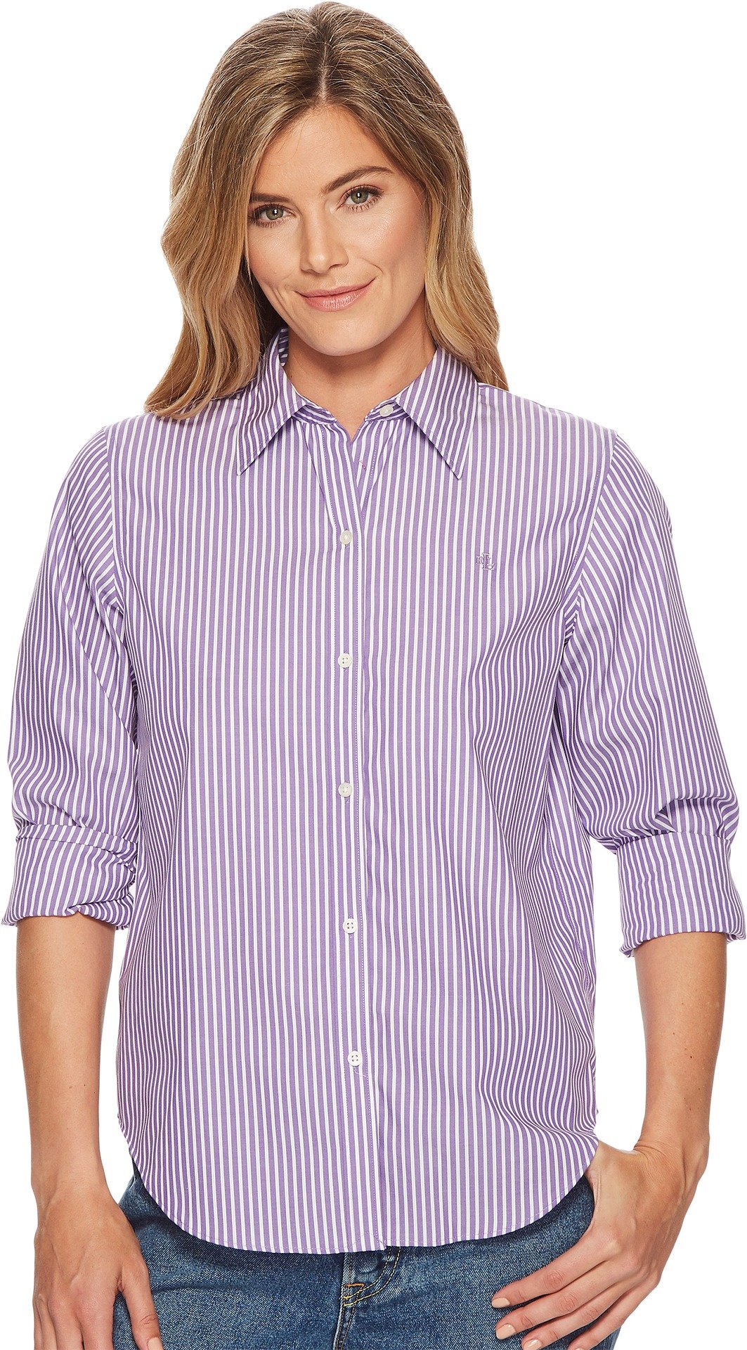 Lauren Ralph Lauren Women's Cotton Button Down Shirt | Classic Casual & Office Wear | Perfect for Work, Date Night & Everyday Outfits