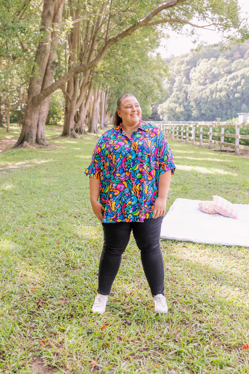 Kasey Rainbow Tammin Shirt - Stylish African Print Women's Top for Casual Wear & Summer Outfits