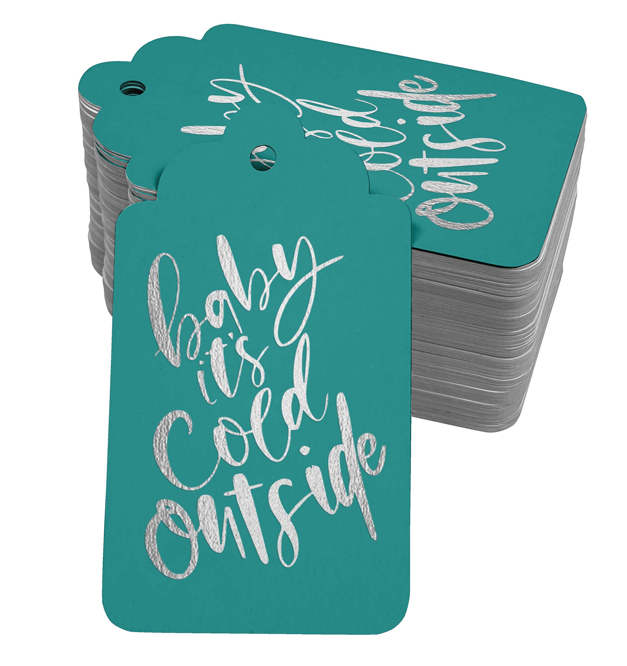Silver Foil Paper Hang Tags - 100 Pack for Baby Shower Favors & Winter Party Decorations | Perfect for 'Baby It's Cold Outside' Theme, Gift Wrapping & Holiday Crafts