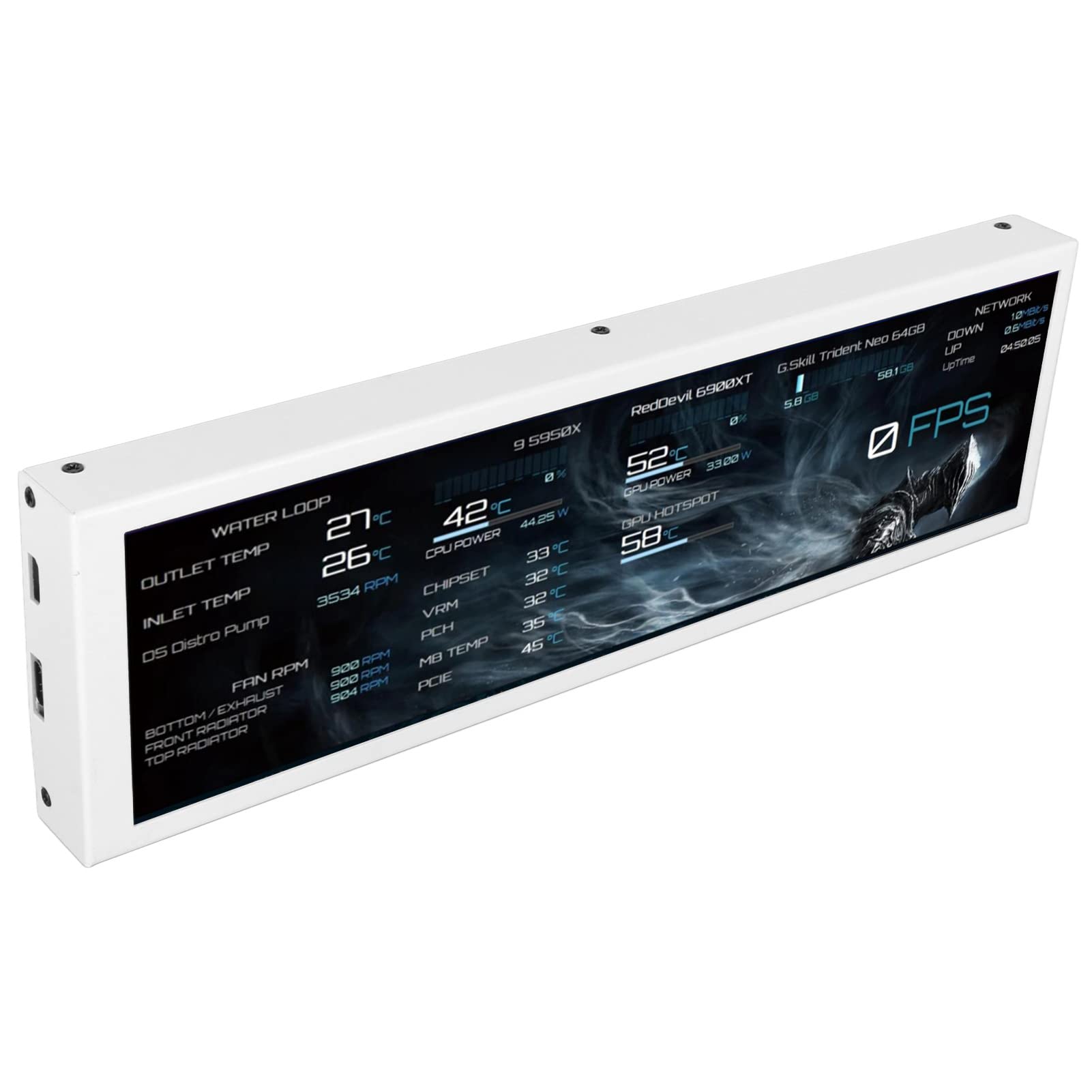8.8 Inch Aida64 CPU Temperature Monitor - Metal Casing Secondary Screen for Laptop & PC, White LCD Display for Real-Time System Monitoring (Perfect for Gaming, Overclocking & PC Performance Tuning)