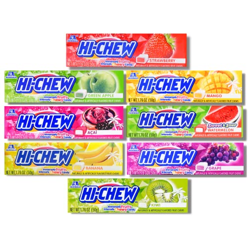 Hi-Chew Candy Bulk Variety Pack of 8 Flavors - Grape, Mango, Acal, Green Apple, Kiwi & More - Japanese Soft Chewy Candy - Perfect for Parties, Snacks & Gifts