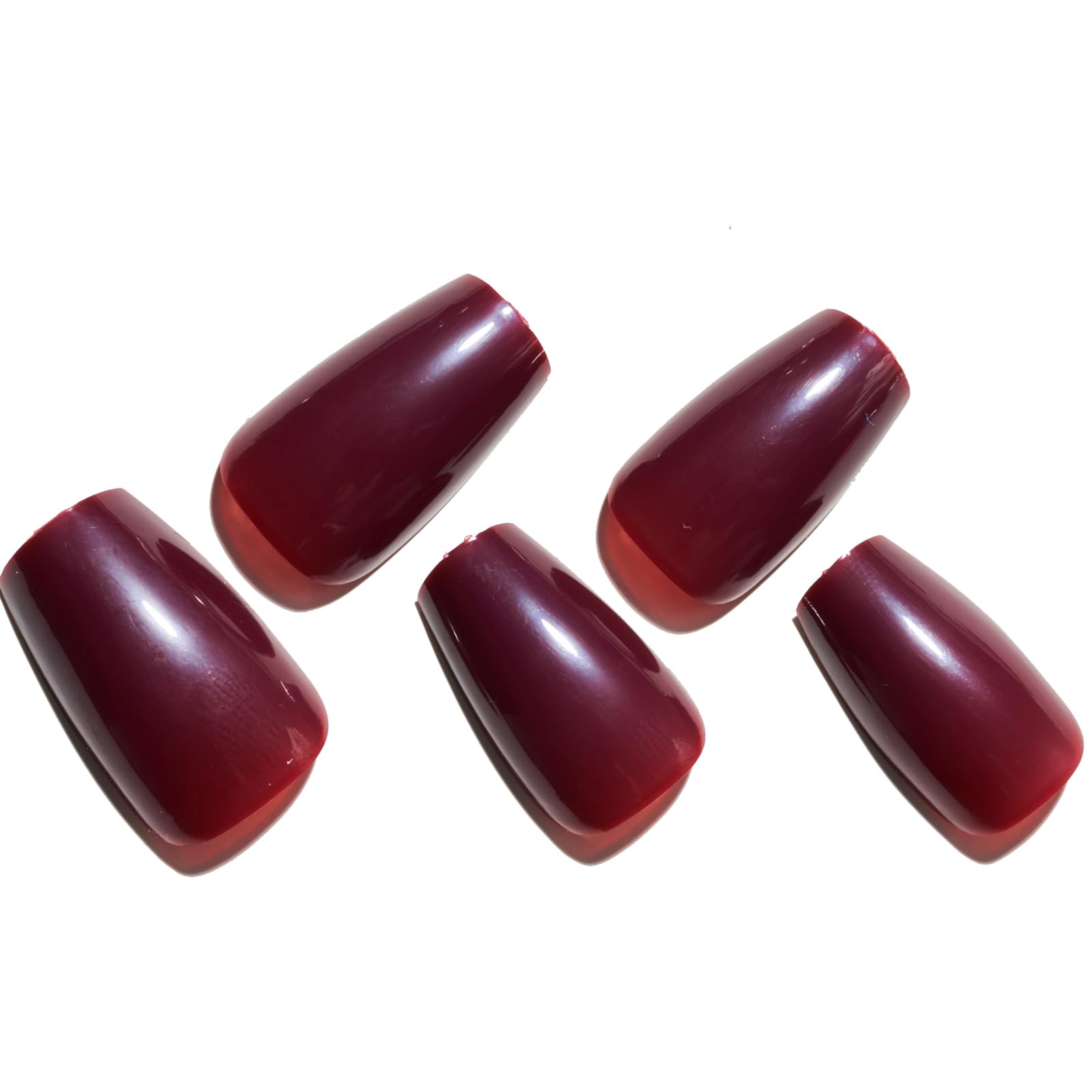 GLAMERMAID Thanksgiving Press-On Nails Short Coffin Style - 24Pcs Burgundy Glossy Medium Square Fake Nails with UV Finish - Reusable Acrylic False Nails Manicure Kit for Women - Perfect for Spring Summer Holidays, Parties & Special Occasions