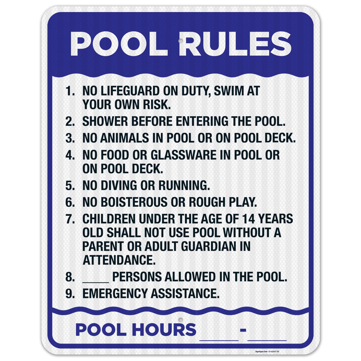 3M EGP Reflective Pool Rules Sign - 24x30 Inches, .080 Aluminum, Fade Resistant - Indoor/Outdoor Safety Sign for Backyard, Community Pools & Water Parks - Made in USA