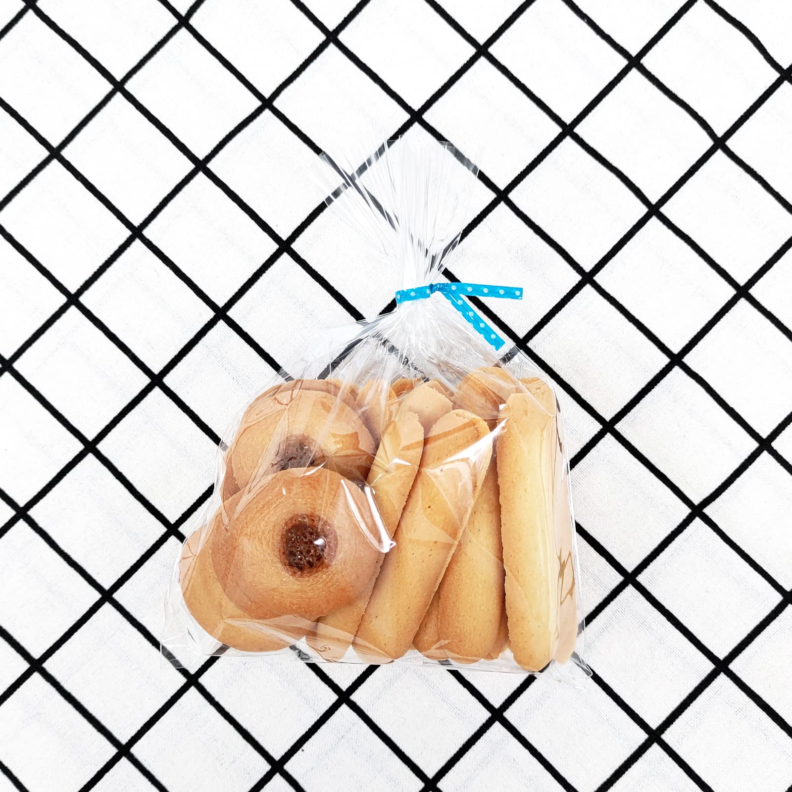 Newkita 100 Pack 6x8 Inch Clear Cellophane Bags with 4