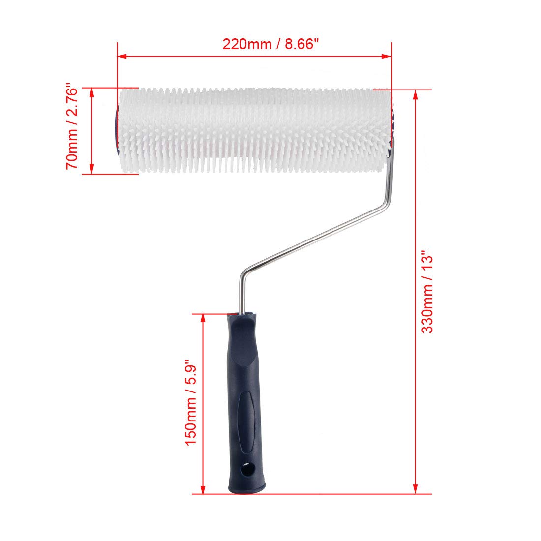 uxcell 22cm Latex Floor Self-Leveling Screed Spiked Roller with 13mm Teeth Height - Perfect for Smoothing Concrete, Leveling Floor Underlayment & DIY Home Renovation Projects