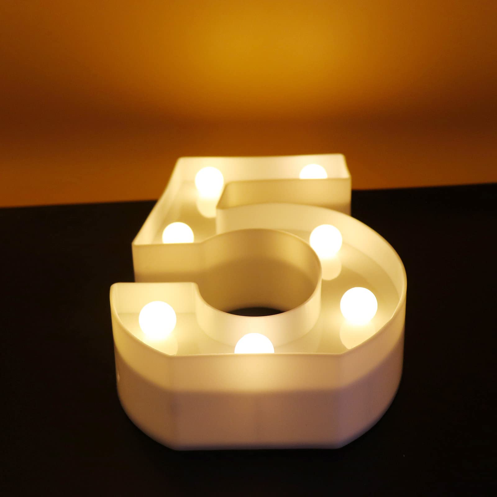 Large LED Light Up Numbers 5 - Decorative Lighted Sign for Night Light, Wedding, Birthday Party, Christmas & Home Bar Decor - Perfect for Indoor & Outdoor Events