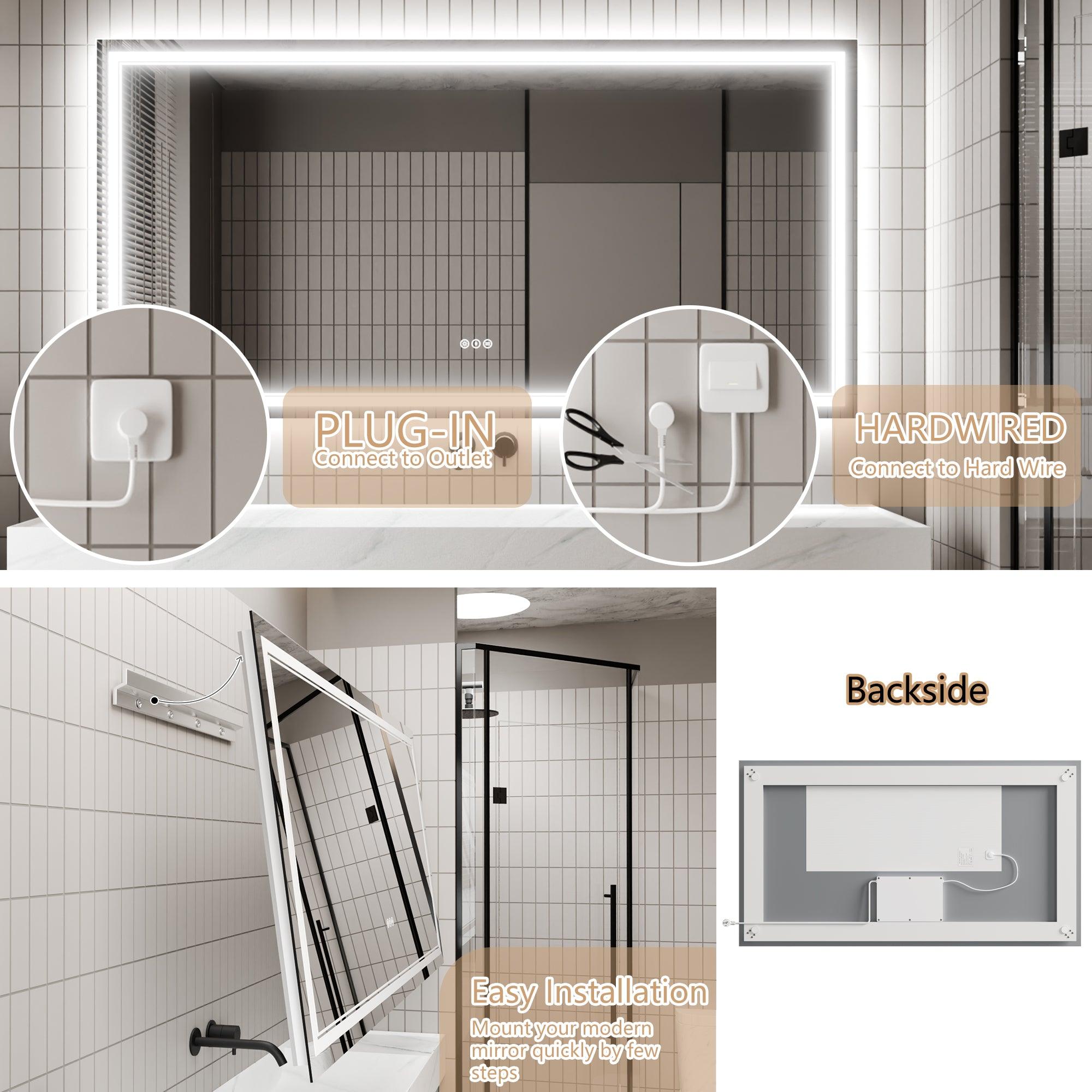 Anti-Fog LED Bathroom Mirror with Dimmable Backlit & Touch Switch - GlareGuard Illuminated Vanity Mirror for Makeup, Shaving & Home Decor