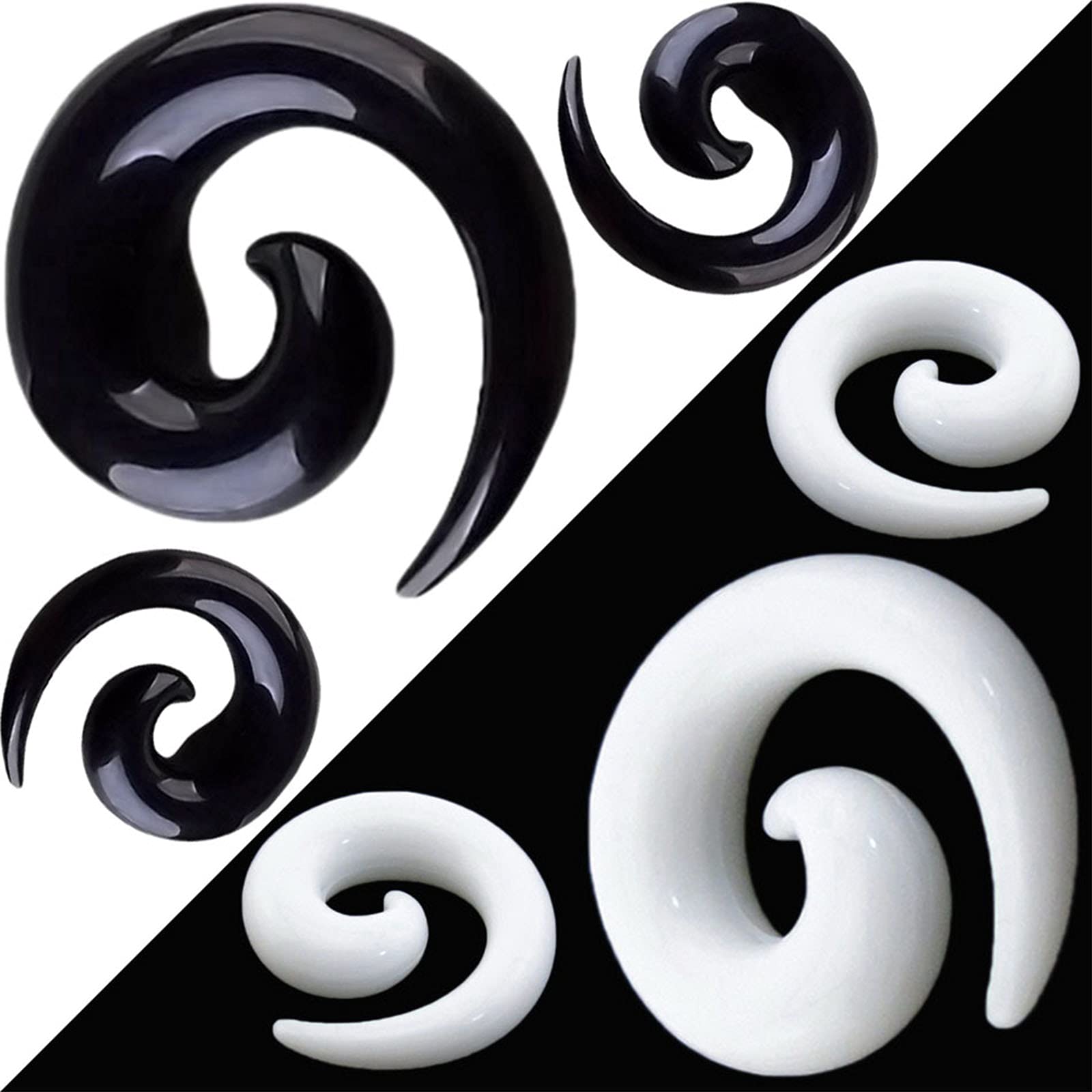 4 Pcs Ear Gauge Stretching Kit - Tapered Tunnels & Spiral Snail Ear Expanders for Safe Ear Piercing Stretching - Perfect for Body Jewelry Lovers and Ear Stretching Beginners