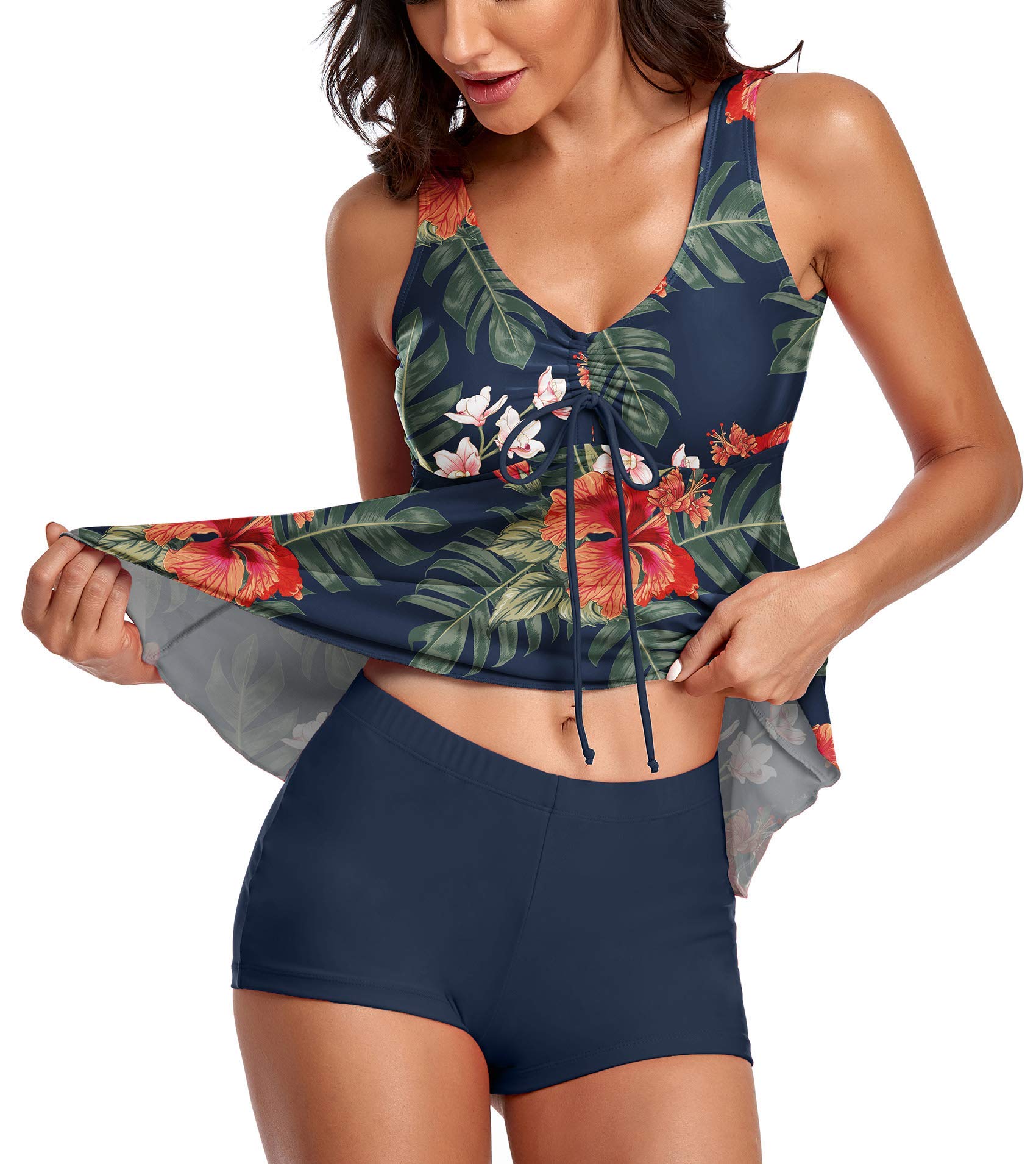 Floral Print Modest Tankini Swimsuits for Women - Beach & Pool Wear