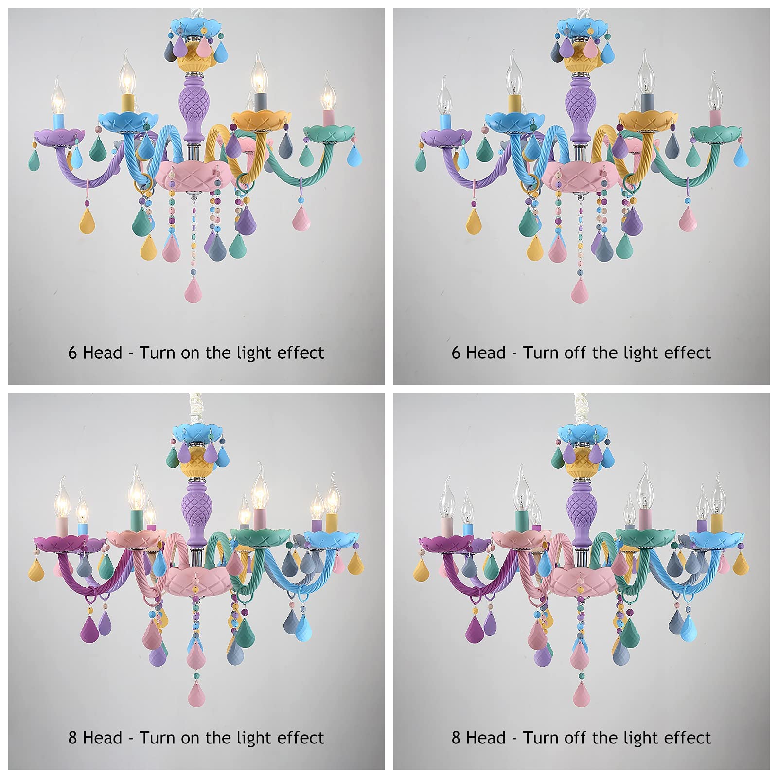 **DJAMEL 8-Light Crystal Chandelier - Elegant Princess Room Ceiling Light for Bedroom & Kids Room, Warm Romantic Lighting Decor (D73xH60cm) - Perfect for Weddings, Nurseries & Home Decor**