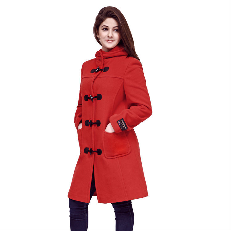 Eliz Scott Women's Wool & Cashmere Duffle Coat - Warm Winter Overcoat with Hood, 2 Color Options | Perfect for Cold Weather, Office Wear & Outdoor Activities