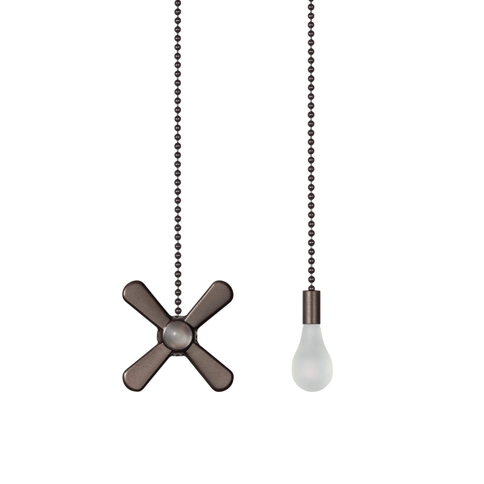 Decorative Ceiling Fan Pull Chain with 2 Pcs 3mm 12-inch Frosted Light Bulbs & Cord Extender - Perfect for Mounted Ceiling Fans & Light Fixtures (Oil Rubbed Bronze) - Ideal for Bedroom, Living Room & Home Renovation Projects