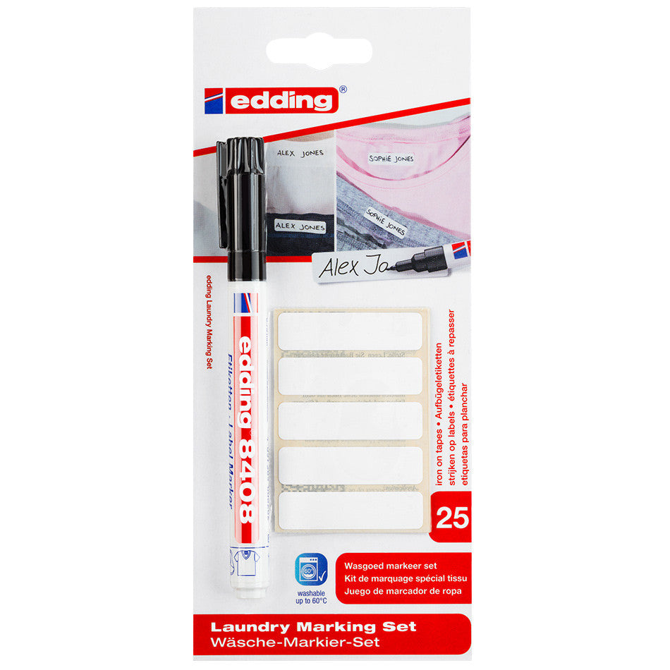 edding 8408 Laundry Marking Set - Permanent Fabric Marker for Clothes Labeling - Perfect for School Uniforms, Nursing Homes & Camp Gear Organization