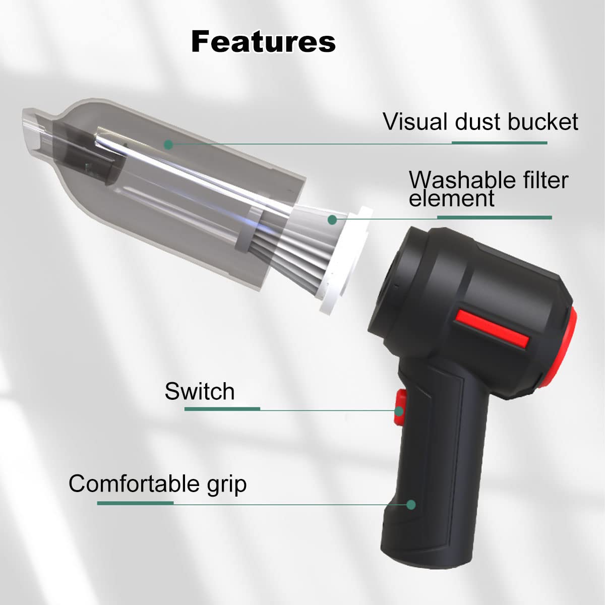 9000Pa 120W 4-in-1 Portable Cordless Car Vacuum Cleaner - Handheld Auto Vacuum & Blower for Car Detailing, Home Cleaning & Pet Hair Removal - Powerful Suction for Car Interiors, Upholstery & Hard-to-Reach Areas (White)