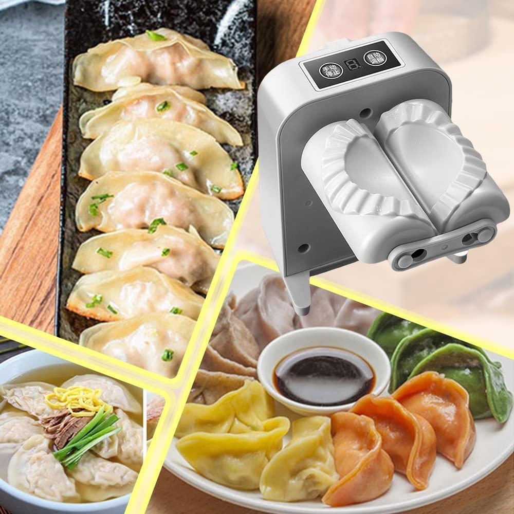 2023 New Electric Dumpling Maker Machine - Automatic Dumpling Wrapper, 1-Second Quick Wrap, Waterproof & Safe Kitchen Tool for Homemade Dumplings (Grey) | Perfect for Family Cooking, Parties & Asian Cuisine Lovers