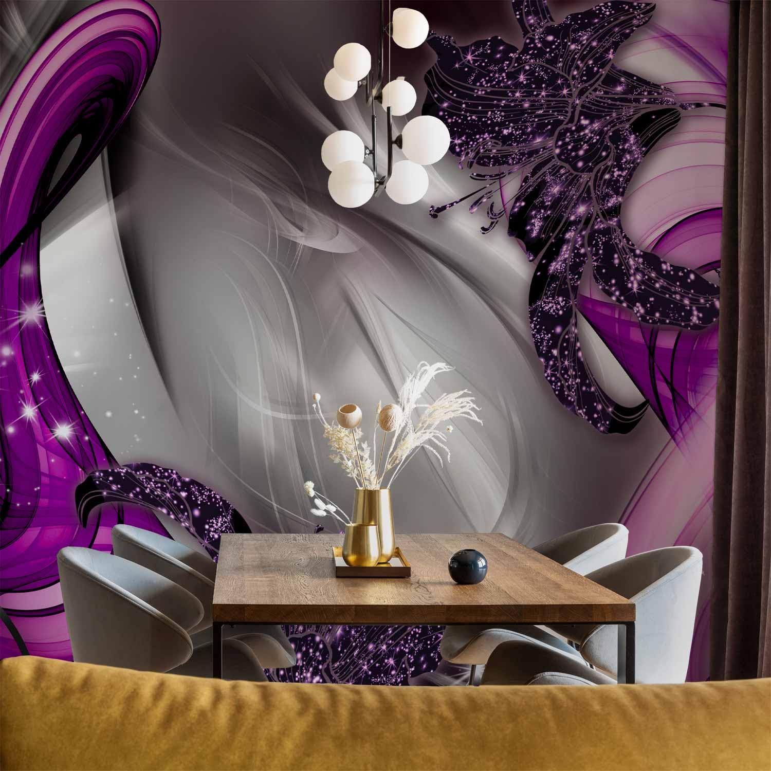 Artgeist Peel and Stick Wallpaper - Purple Abstract Mural (154x110 inches) | Self-Adhesive Removable Wall Decor for Living Room, Bedroom & Office | Large Wall Sticker with Modern Design A-0221-a-d