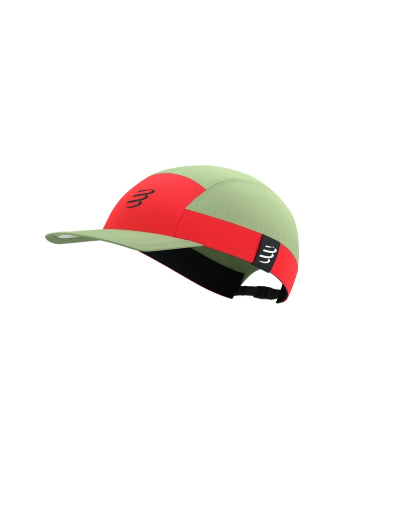 Compressport Unisex 5-Panel Lightweight Running Cap - Nile/Fluo Red | Breathable Sports Hat for Jogging, Cycling & Outdoor Activities