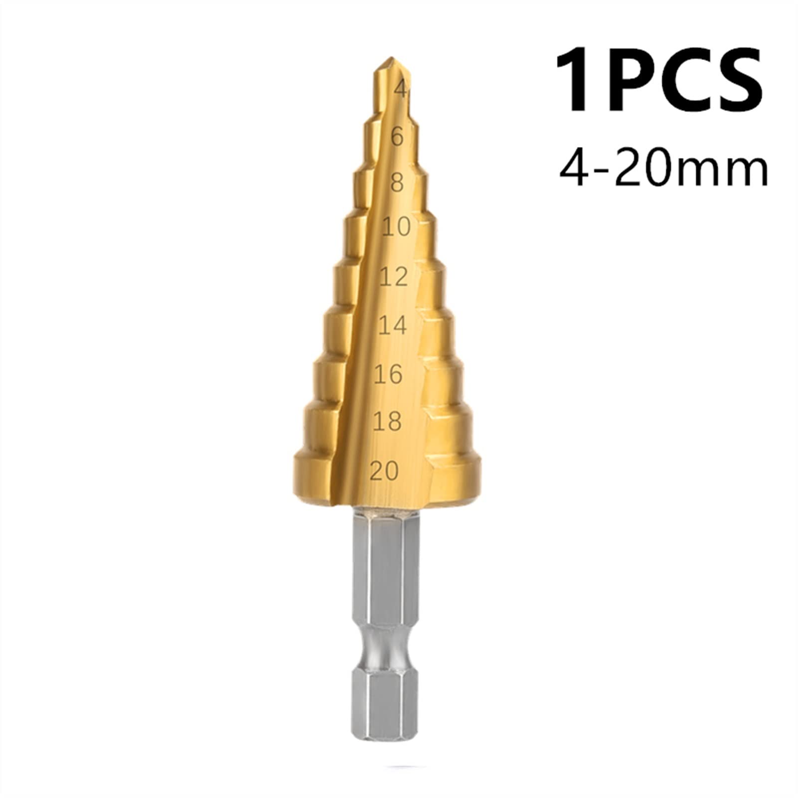 Titanium Coated HSS Step Drill Bit Set - High Speed Steel Cone Drill Bit for Metal, Wood, Plastic - Power Tool Accessories (4-20mm, 1pc) - Perfect for DIY Projects, Home Repairs & Professional Metalworking