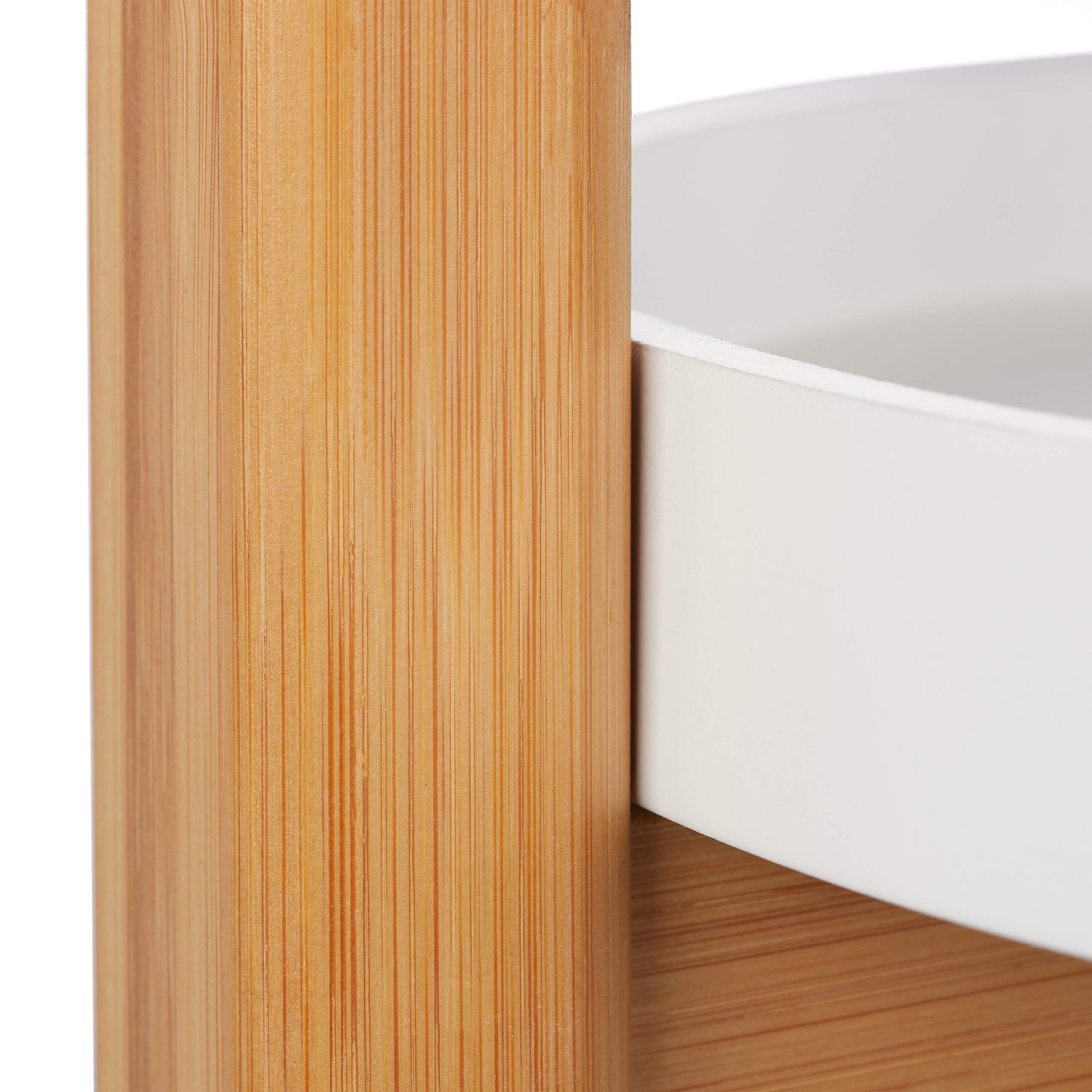 3-Tier Bamboo & MDF Modern Plant Stand - Round Indoor Shelving for Plants (79x30x30cm) - Natural/White - Perfect for Living Room, Balcony & Home Decor