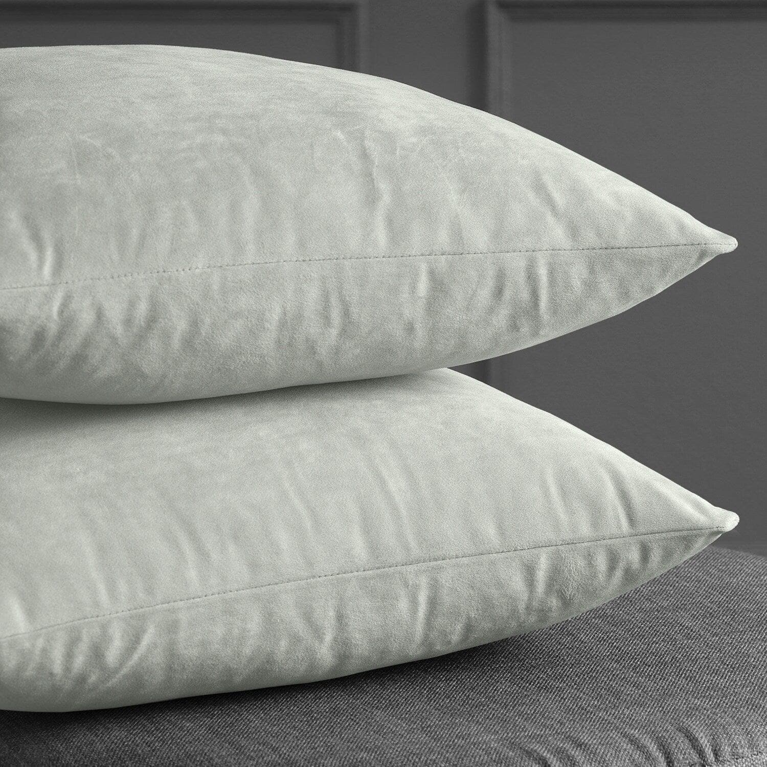 Premium Reflection Grey Signature Velvet Cushion Covers (Set of 2) - Soft Luxury Pillow Cases for Sofa, Bed & Home Decor - Perfect for Living Room, Bedroom & Cozy Spaces