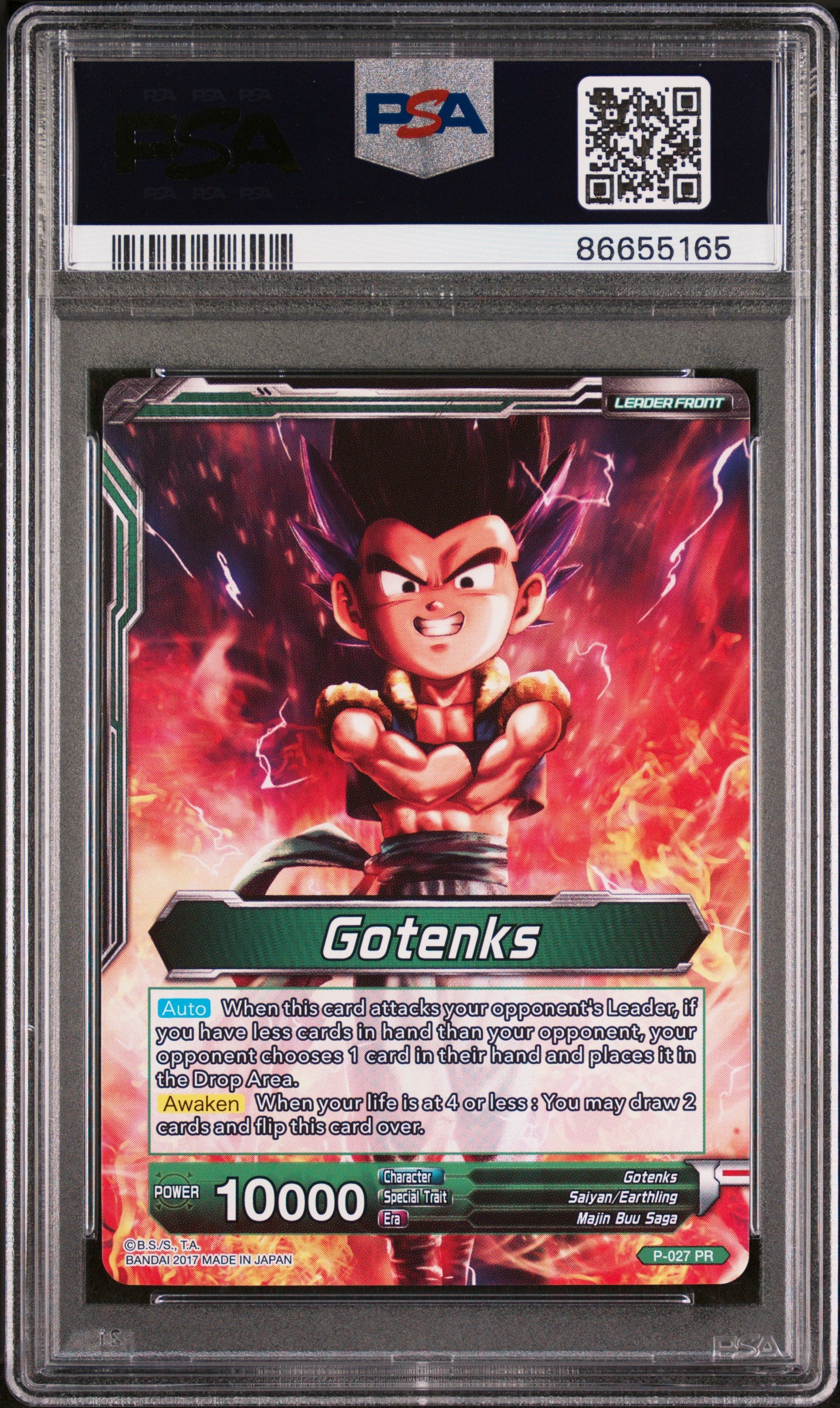 2017 Dragon Ball Super 1st Press STRK SS Gotenks #P027 PSA 10 Graded Card - Perfect for Anime Collectors & Dragon Ball Z Fans Display