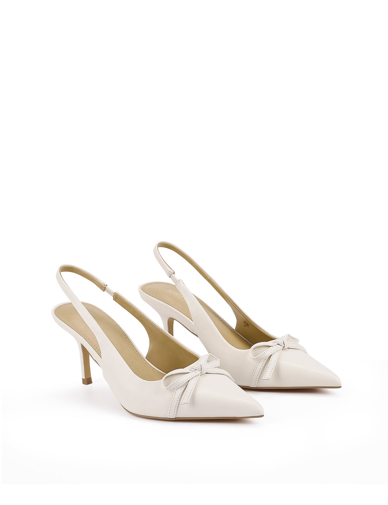 Singh Women's Slingback Heels - Comfortable Leather Pumps with Low Block Heel for Office, Wedding & Party Wear | Chalk White Leather Shoes for Professional & Dressy Occasions