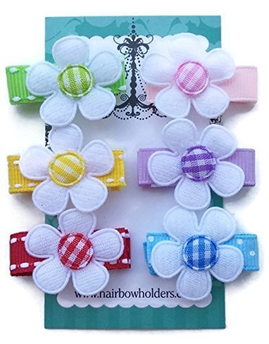 Small Hair Bows with VELCRO® Fasteners - 6-Pack Gingham Flowers for Babies & Kids