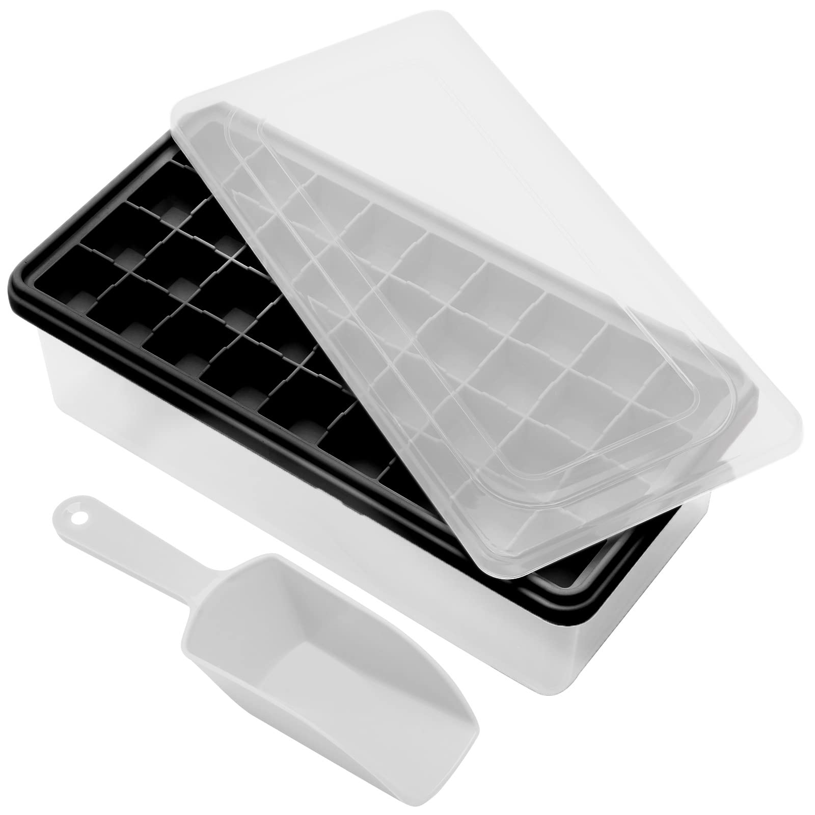 Food-Grade Silicone Ice Cube Tray with Lid & Storage Bin - 36 Small Nugget Ice Molds for Freezer | Spill-Resistant Cover & Bucket | Flexible & Easy-Release | Perfect for Cocktails, Smoothies & Beverage Chilling