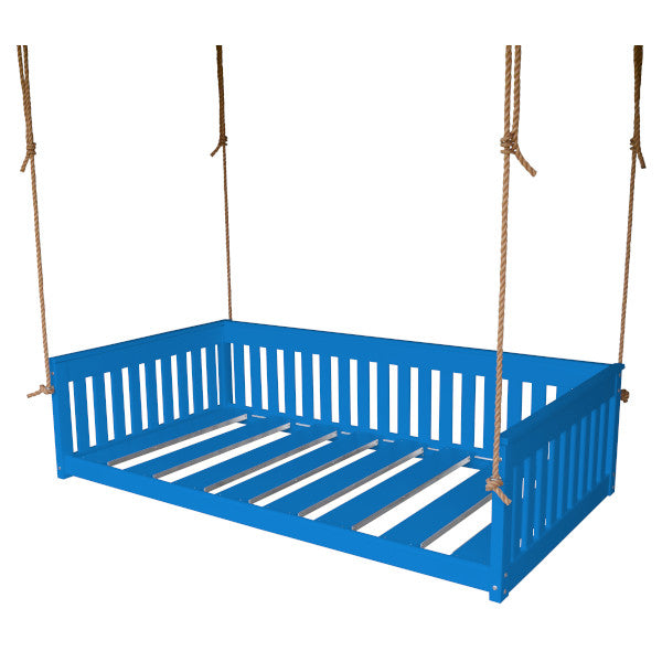 Twin Mission Hanging Daybed with Rope - Outdoor Porch Swing Bed for Patio, Garden, and Backyard Relaxation