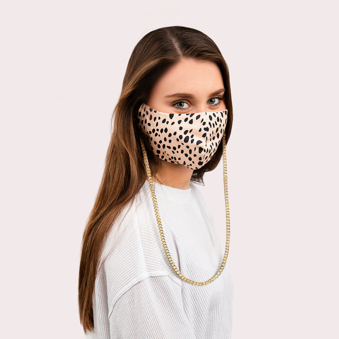 12mm Gold Curb Chain Necklace with Mask Pendant - Stylish Layering Jewelry for Everyday Wear & Gifting