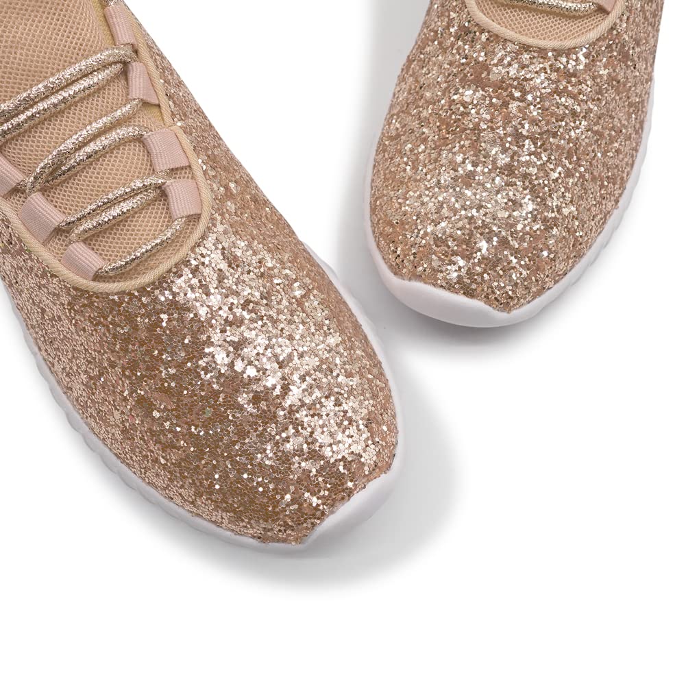 K KIP WOK Women's Fashion Glitter Slip-On Sneakers - Lightweight Running Tennis Walking Shoes for Women | Perfect for Gym, Workout, Casual Wear & Daily Activities