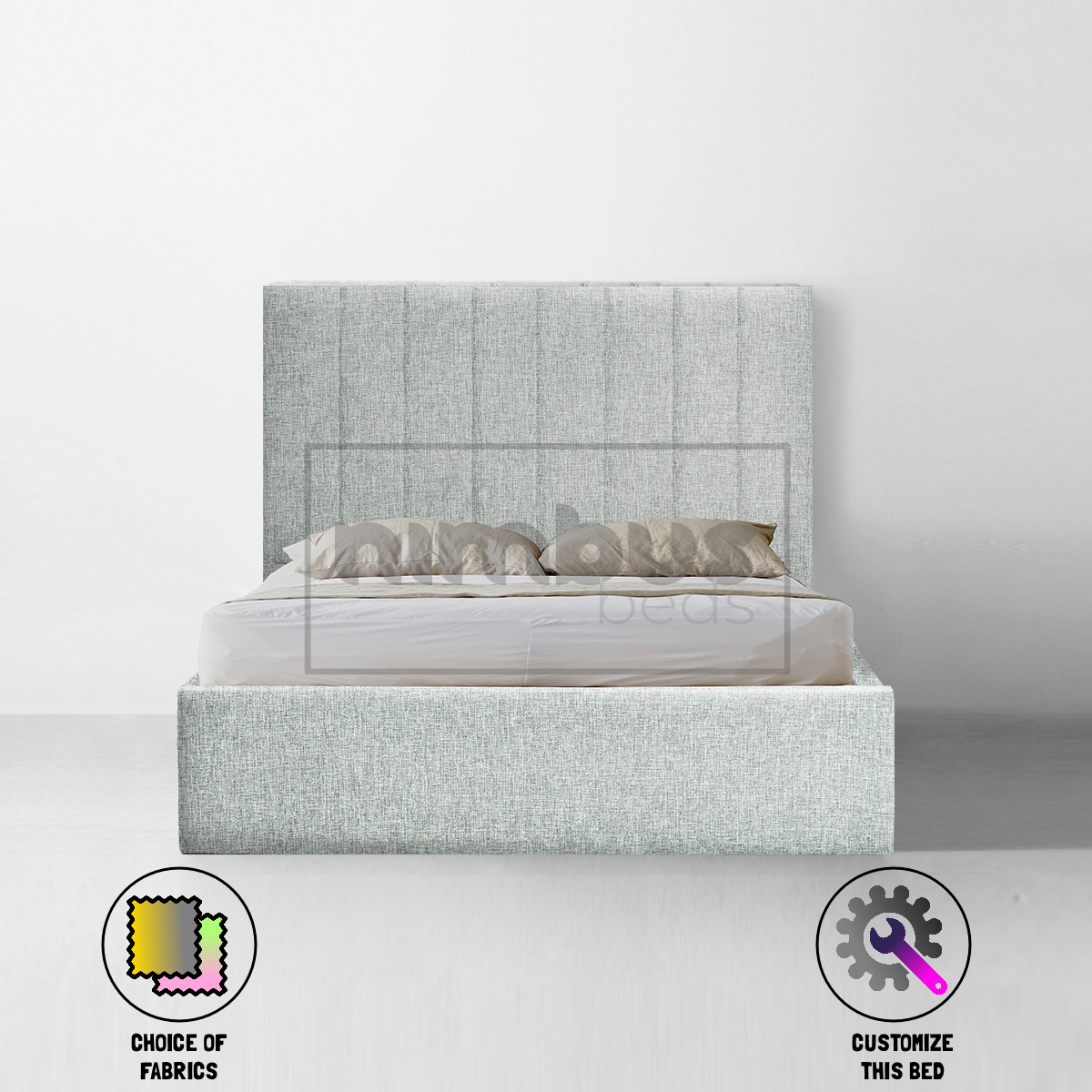 Vertical Panel Bed Frame - Modern Queen Size Bed with Sturdy Metal Frame & Easy Assembly - Perfect for Small Spaces, Apartments & Guest Rooms