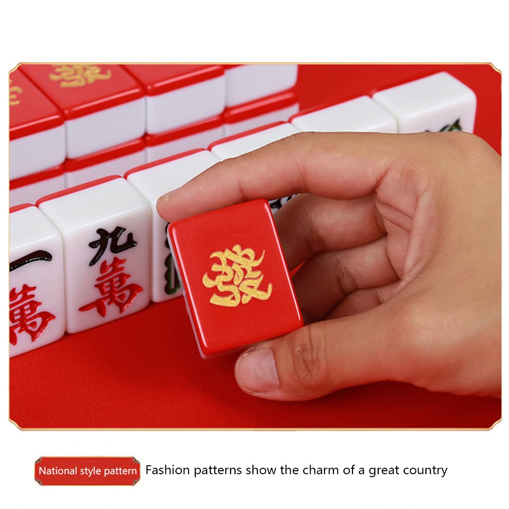 Portable Chinese Mahjong Set - 144 Melamine Tiles with Ornate Storage Case | Travel Board Game for Family & Friends | Perfect for Game Nights, Parties & Cultural Entertainment
