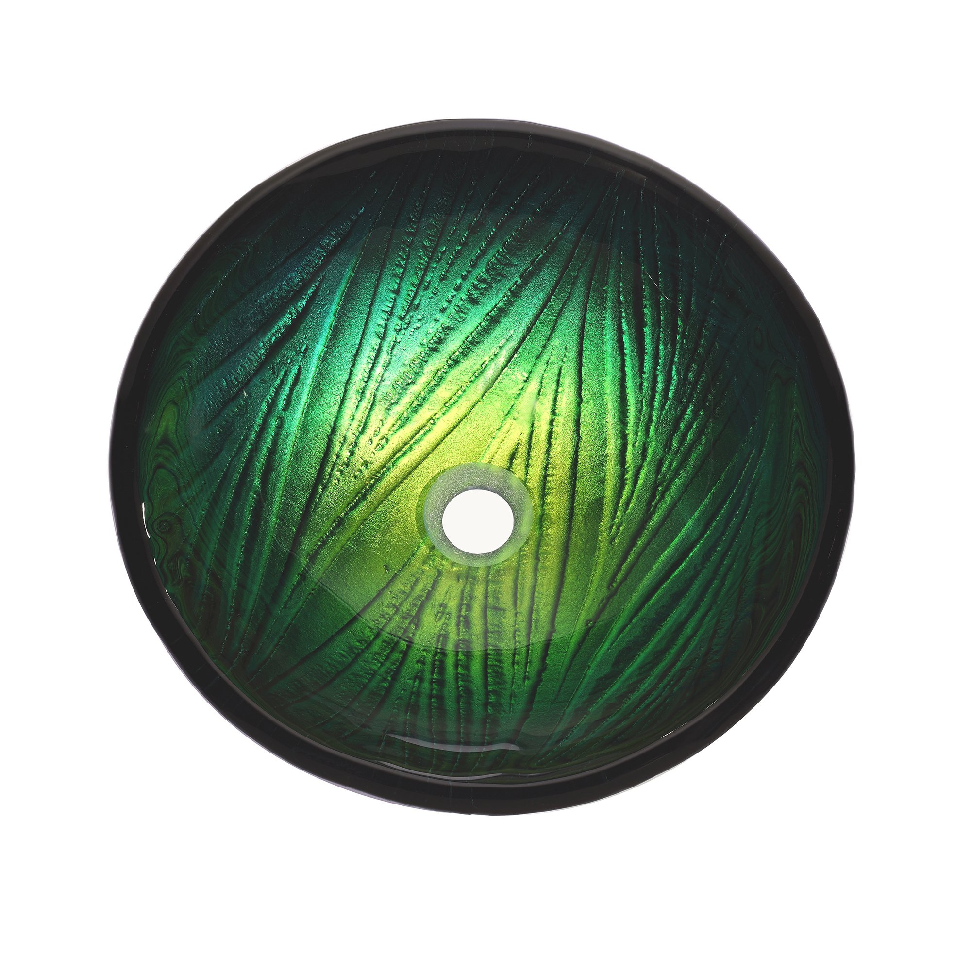 KRAUS Modern Green Glass Vessel Bathroom Sink with Chrome Ramus Faucet - Perfect for Contemporary Home, Hotel, and Spa Bathroom Decor