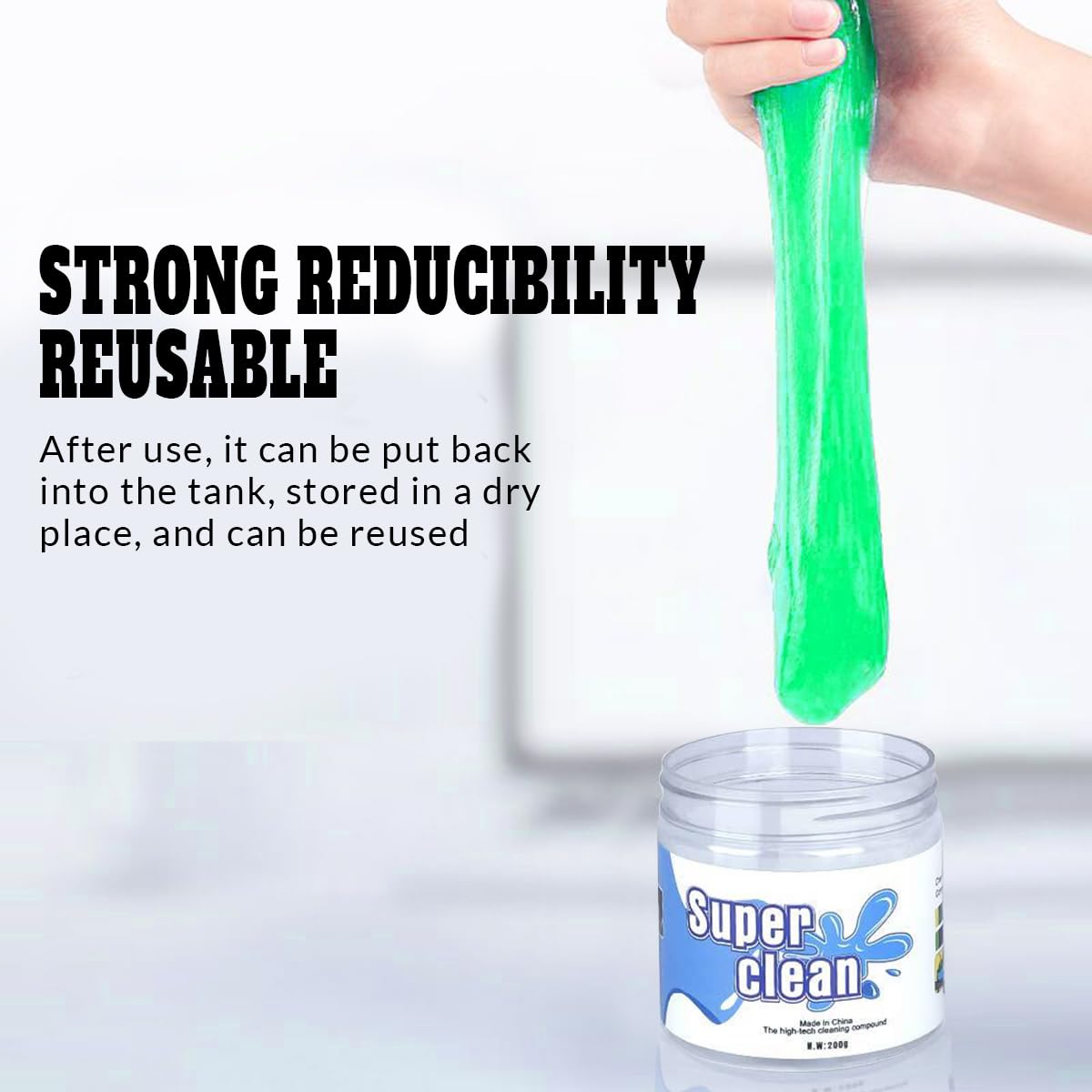 Universal Car Cleaning Gel - Reusable Auto Detailing Putty for Dust Removal, Car Goop Cleaner for Vents, Keyboards & Laptops | Interior Detailing Slime for Crevices & Hard-to-Reach Areas (Green) - Perfect for Car, Home & Office Cleaning